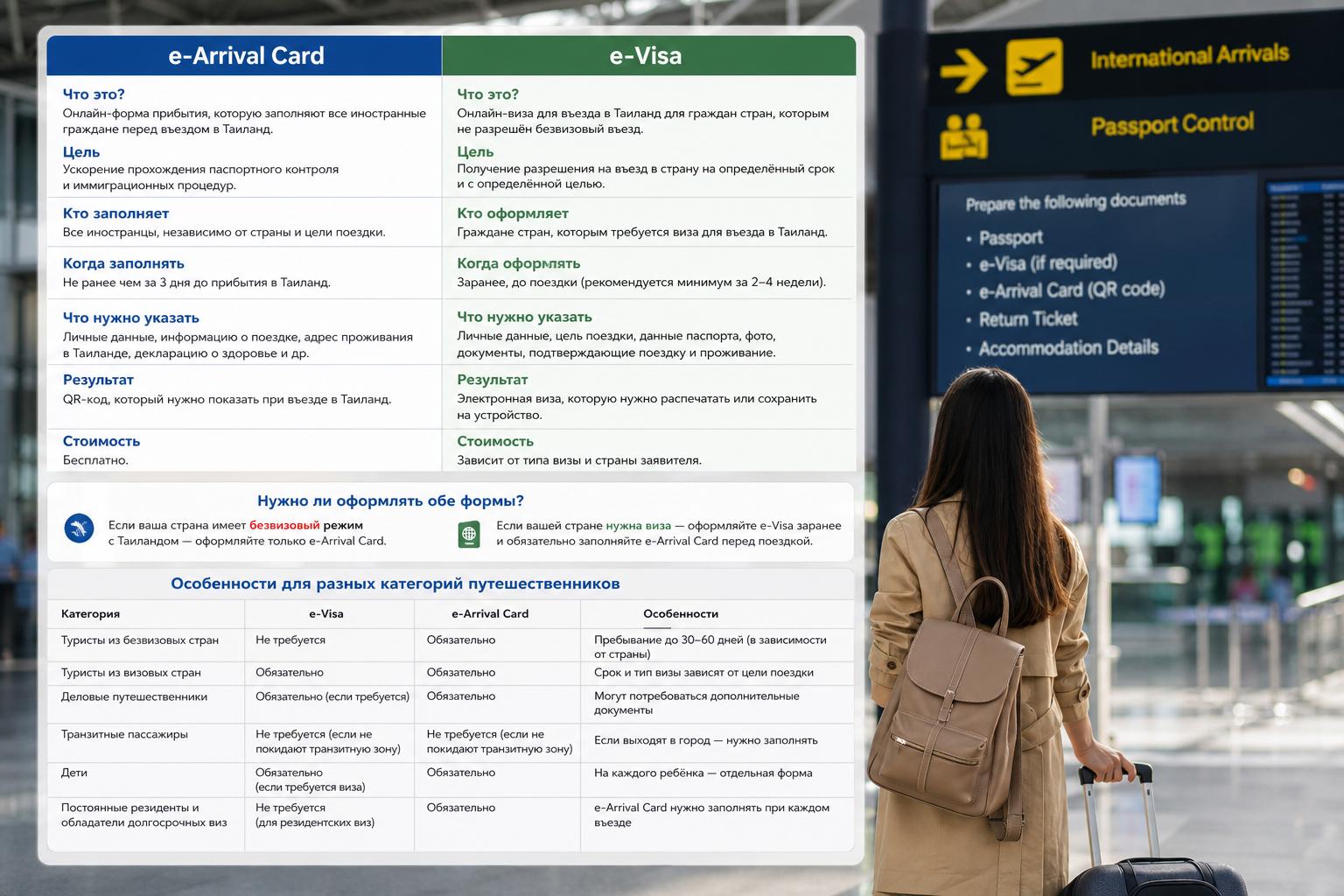 Чем e-Arrival Card отличается от e-Visa и нужно ли оформлять обе формы?. Особенности для разных категорий путешественников