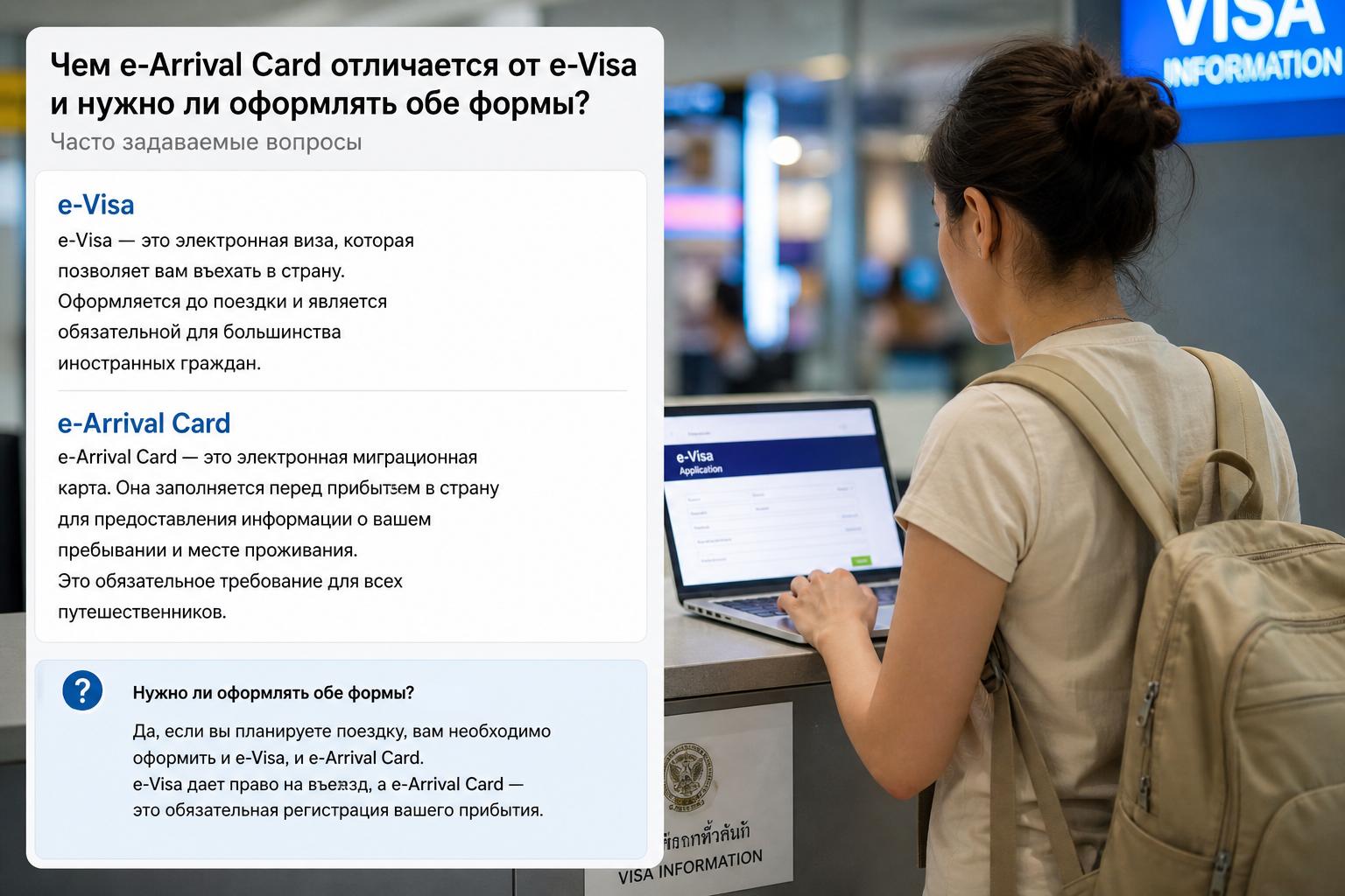 Чем e-Arrival Card отличается от e-Visa и нужно ли оформлять обе формы?. Часто задаваемые вопросы