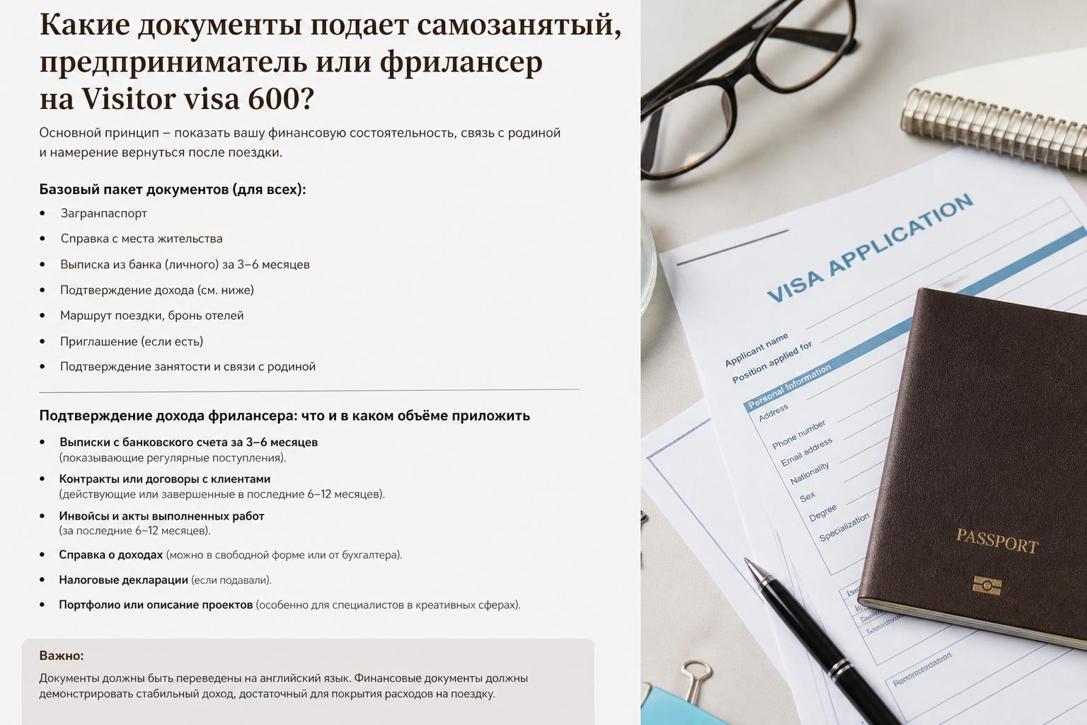 Какие документы подает самозанятый, предприниматель или фрилансер на Visitor visa 600?. Подтверждение дохода фрилансера: что и в каком объёме приложить