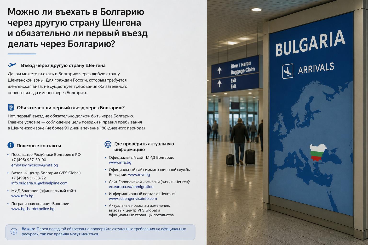 Можно ли въехать в Болгарию через другую страну Шенгена и обязательно ли первый въезд делать через Болгарию?. Полезные контакты и где проверять актуальную информацию