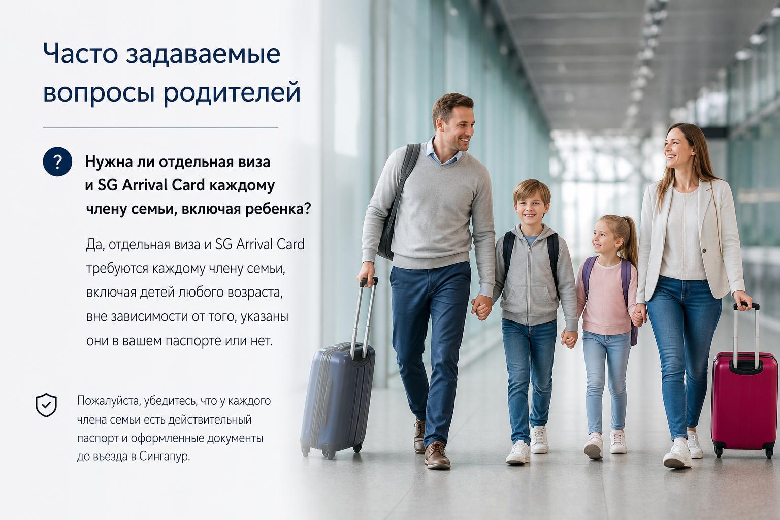 Нужна ли отдельная виза и SG Arrival Card каждому члену семьи, включая ребенка?. Часто задаваемые вопросы родителей
