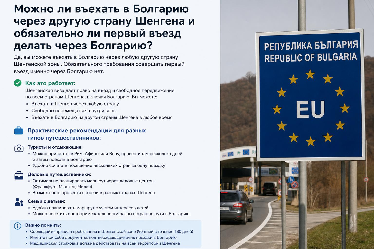 Можно ли въехать в Болгарию через другую страну Шенгена и обязательно ли первый въезд делать через Болгарию?. Практические рекомендации для разных типов путешественников