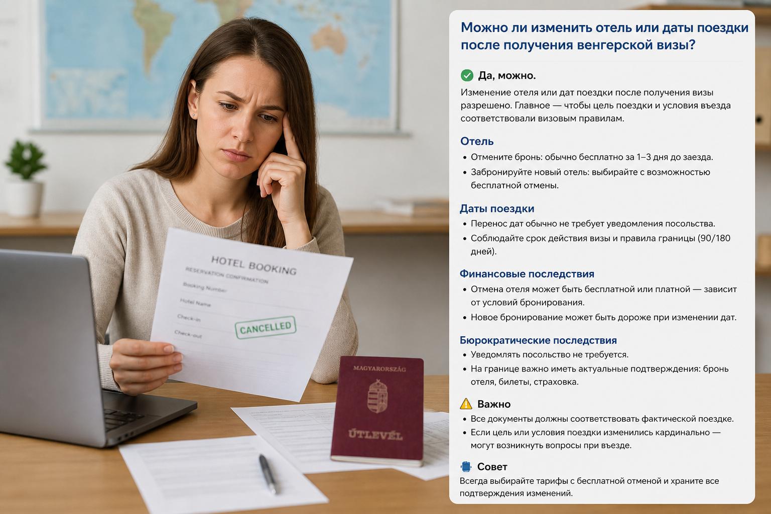 Можно ли изменить отель или даты поездки после получения венгерской визы?. Финансовые и бюрократические последствия отмены гостиницы и переноса поездки